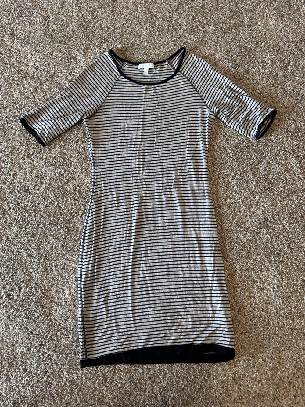 dELiA*s Black & Gray Striped Midi Tee Dress